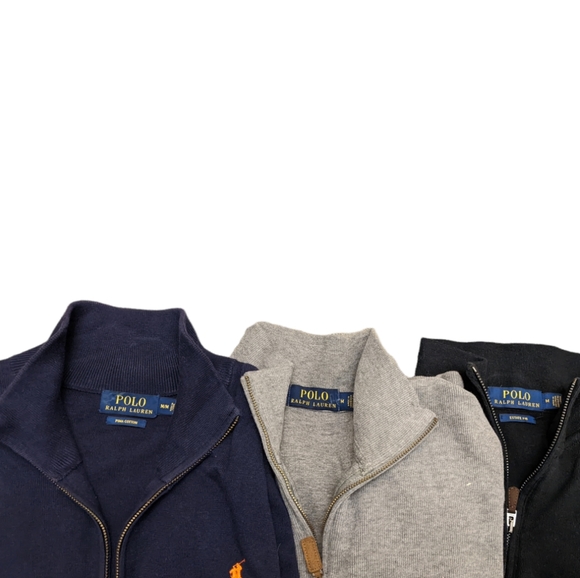 Wholesale Lot Of 3 Ralph Lauren Quarter Zip Up Pullover Sweater All Size Medium - Picture 2 of 4